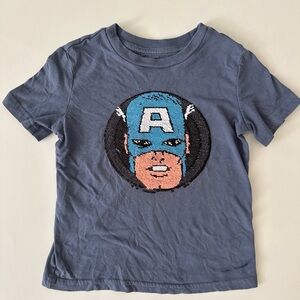 Jumping Beans Navy Captain America Flip Sequin Graphic Tee